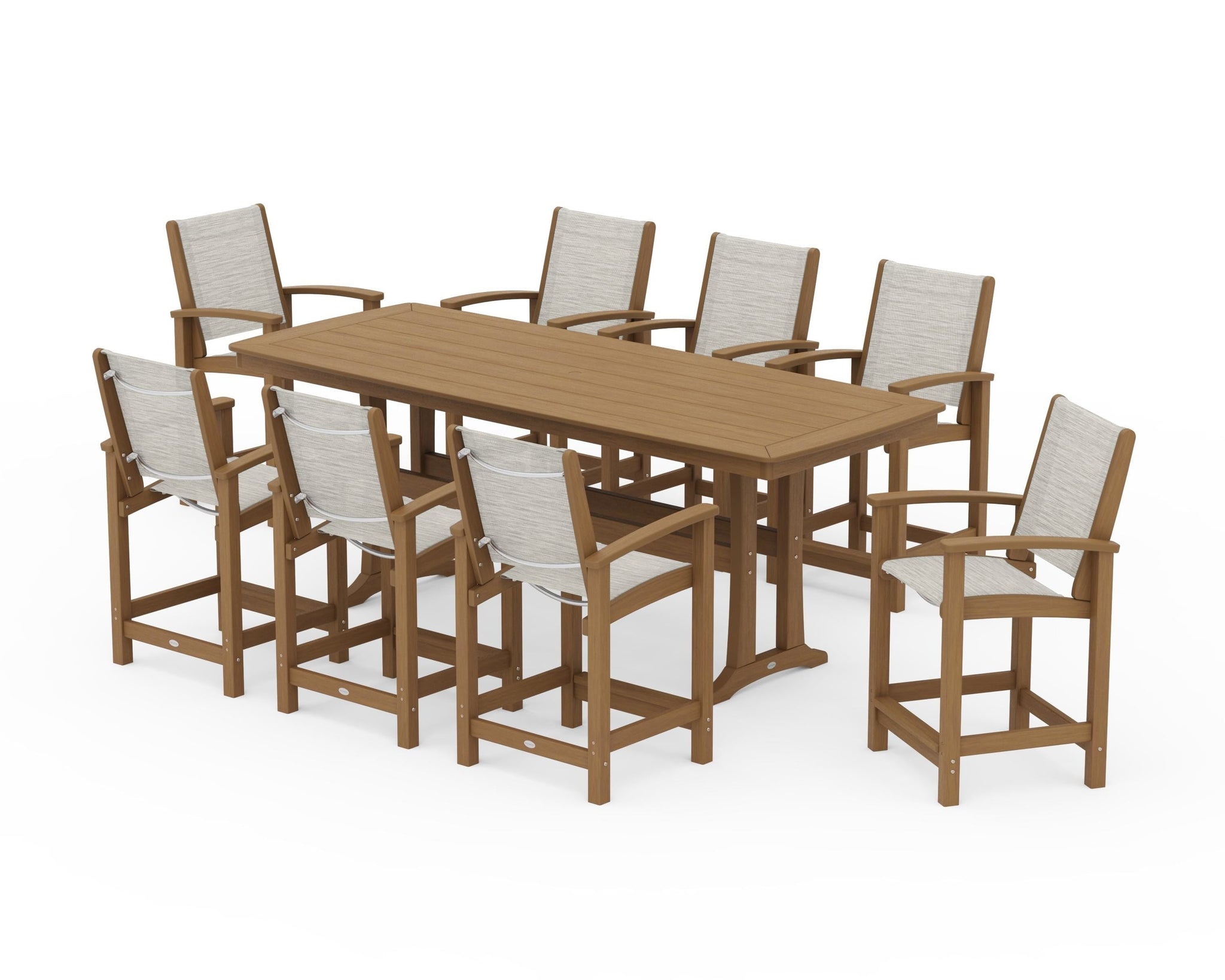 Coastal 9-Piece Counter Set with Trestle Legs