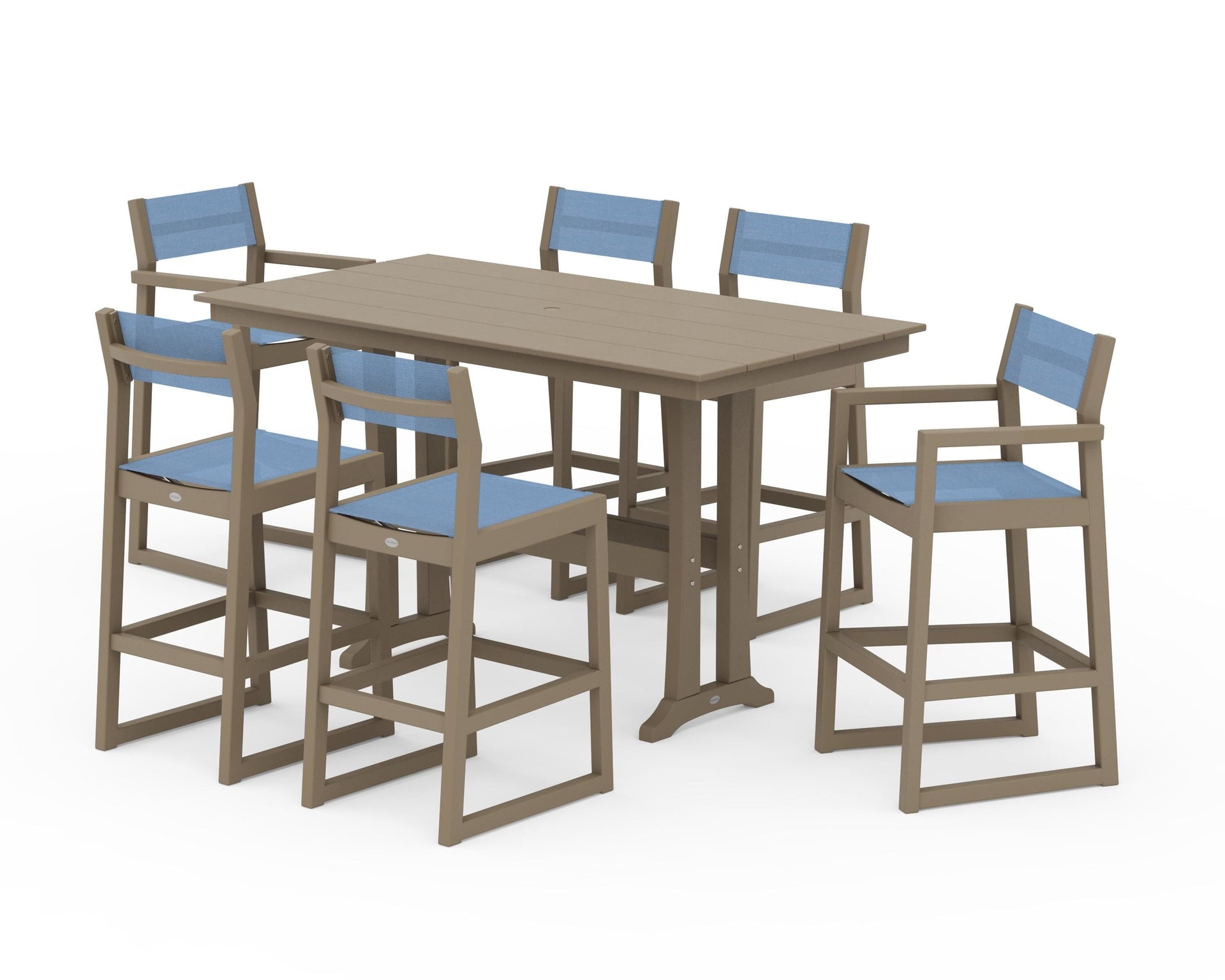 EDGE Sling 7-Piece Farmhouse Bar Set with Trestle Legs
