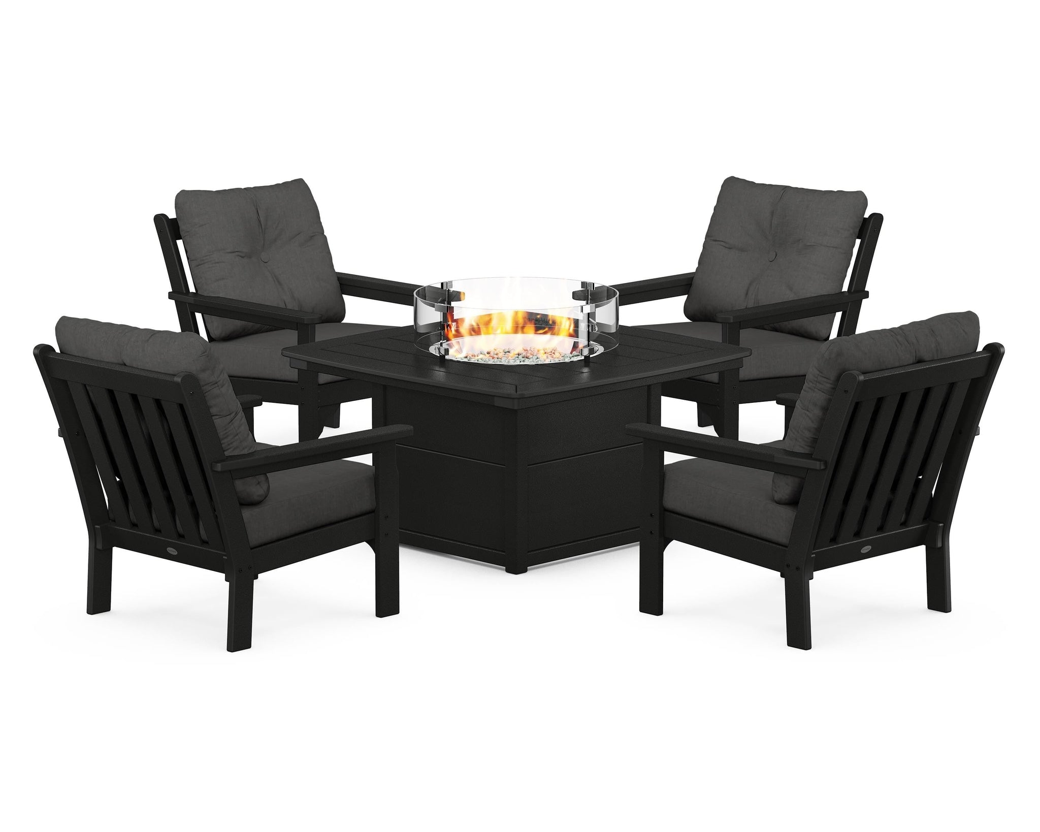 Vineyard 5-Piece Conversation Set with Fire Pit Table