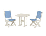 Coastal Folding Side Chair 3-Piece Dining Set