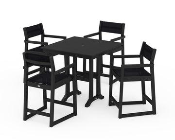 EDGE Sling Arm Chair 5-Piece Farmhouse Counter Set with Trestle Legs