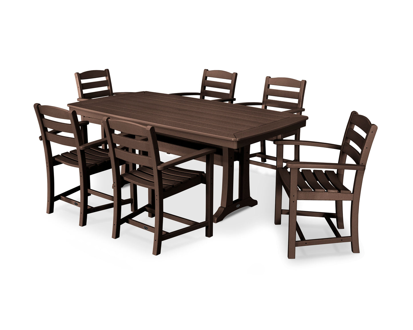 La Casa Café 7-Piece Arm Chair Dining Set with Trestle Legs