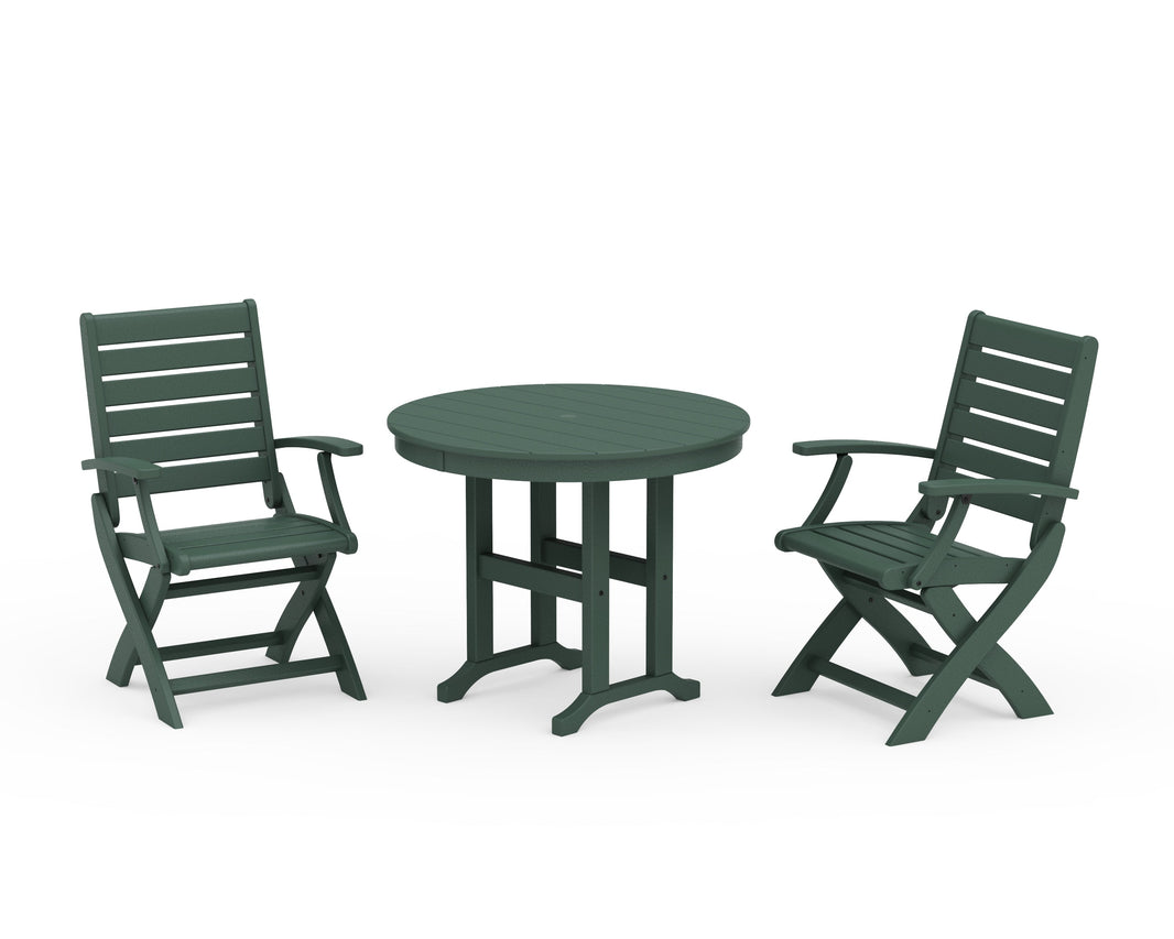 Signature Folding Chair 3-Piece Round Farmhouse Dining Set