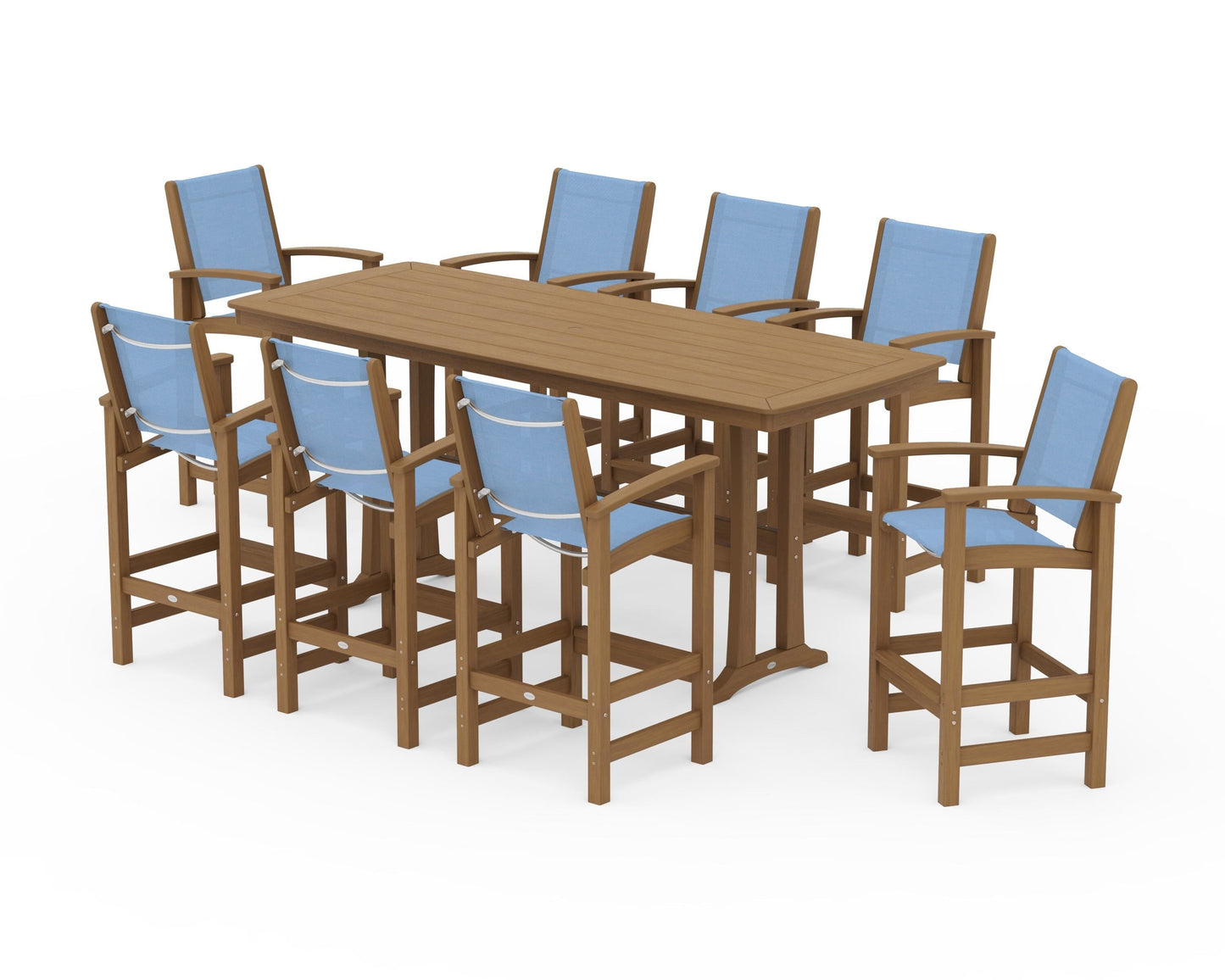 Coastal 9-Piece Bar Set with Trestle Legs
