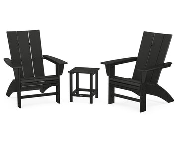Modern 3-Piece Curveback Adirondack Set with Long Island 18" Side Table