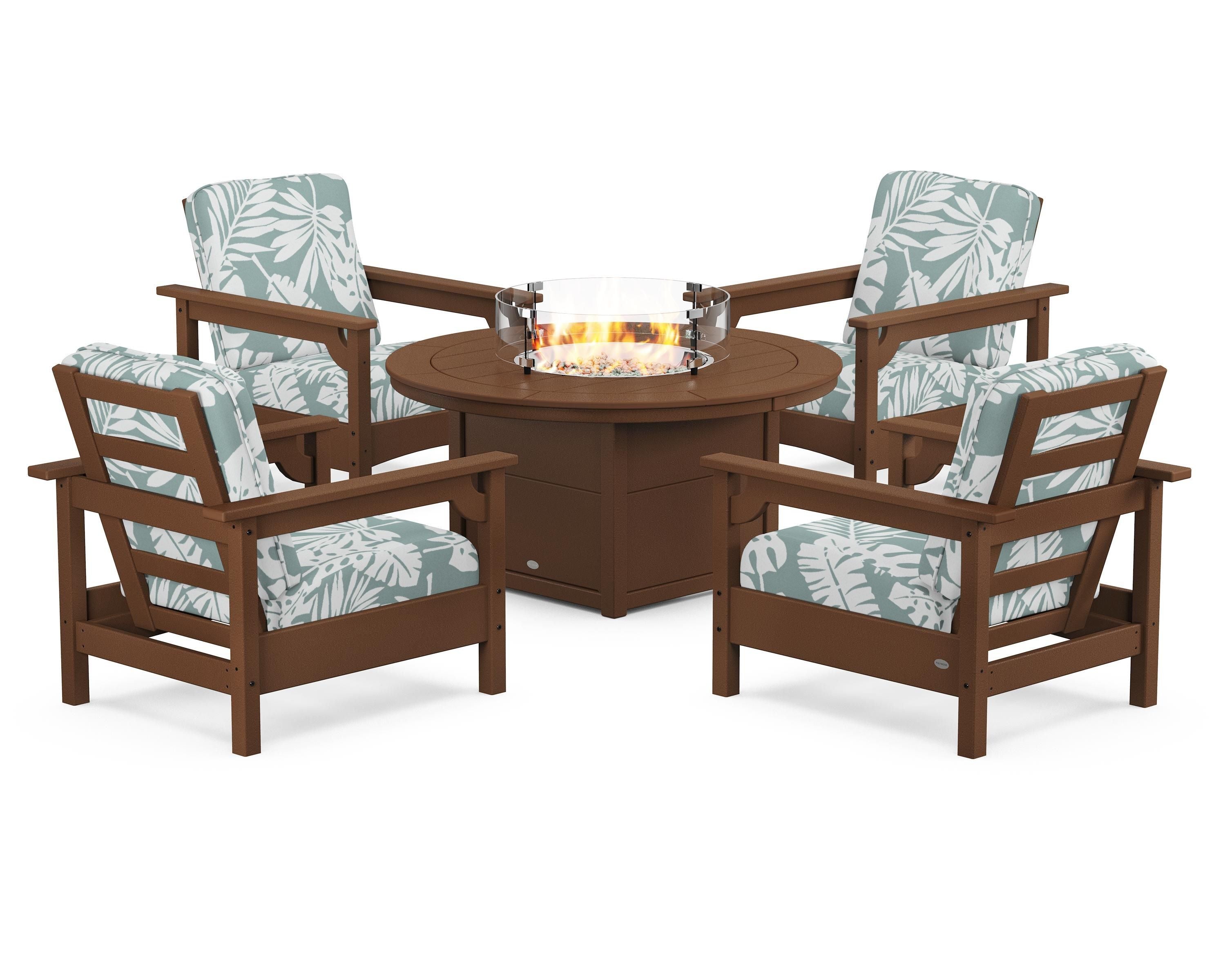 Club 5-Piece Conversation Set with Fire Pit Table