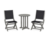 Coastal Folding Side Chair 3-Piece Round Bistro Dining Set