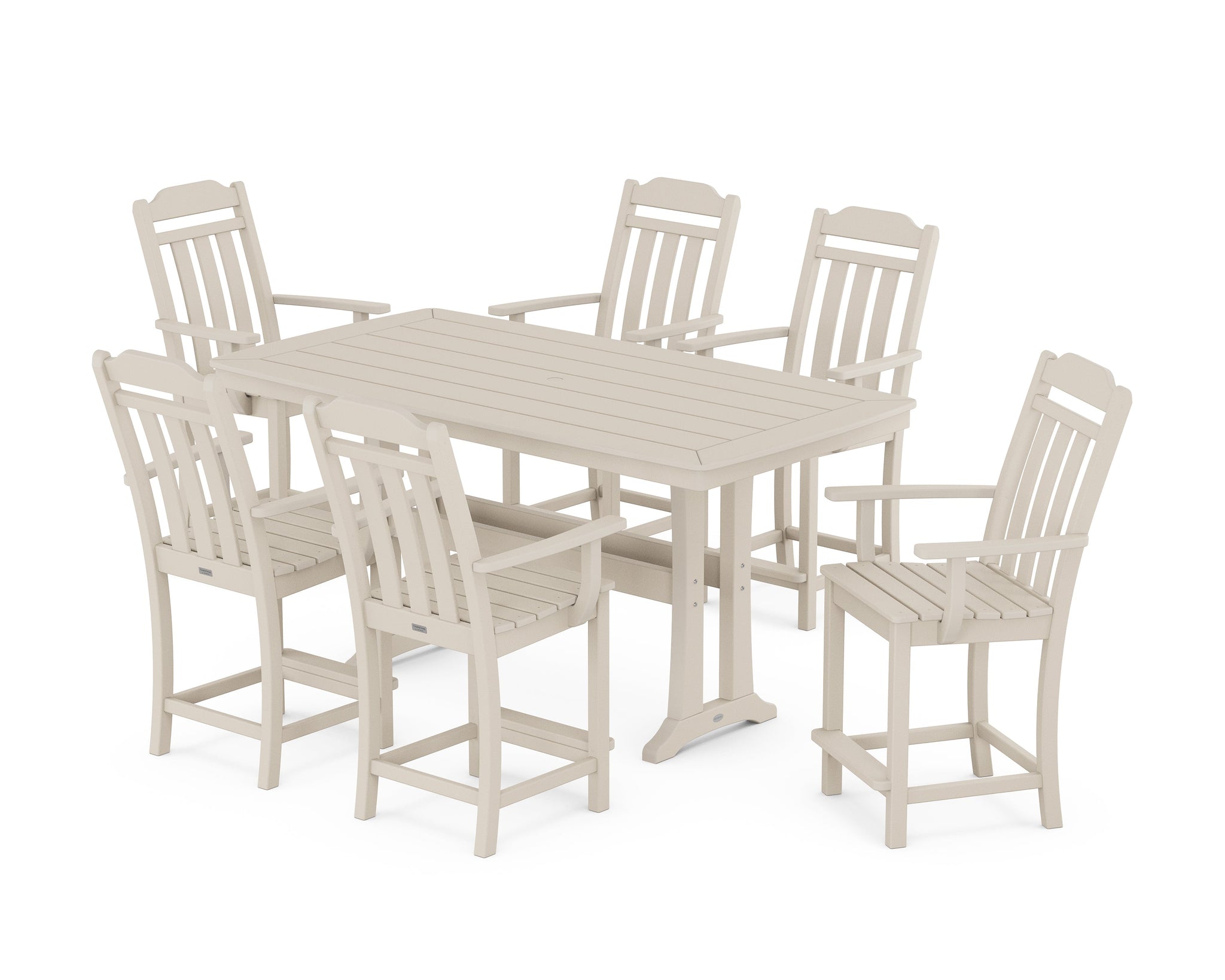 Cottage Arm Chair 7-Piece Counter Set with Trestle Legs