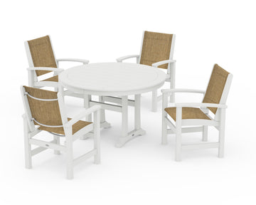Coastal 5-Piece Round Dining Set with Trestle Legs