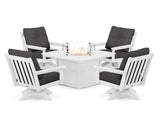 Vineyard 5-Piece Deep Seating Swivel Conversation Set with Fire Pit Table