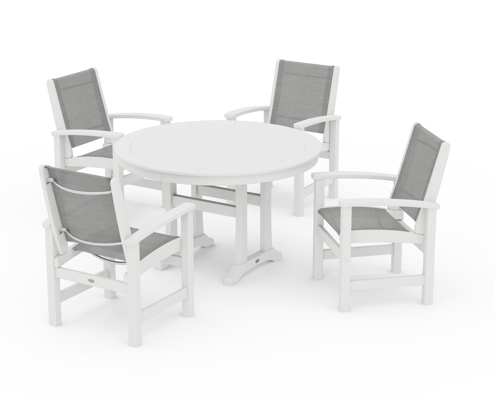 Coastal 5-Piece Round Dining Set with Trestle Legs