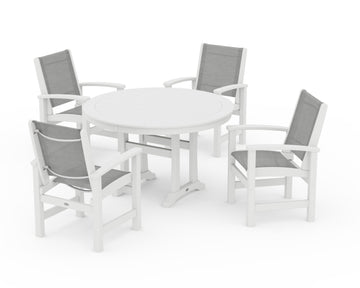 Coastal 5-Piece Round Dining Set with Trestle Legs