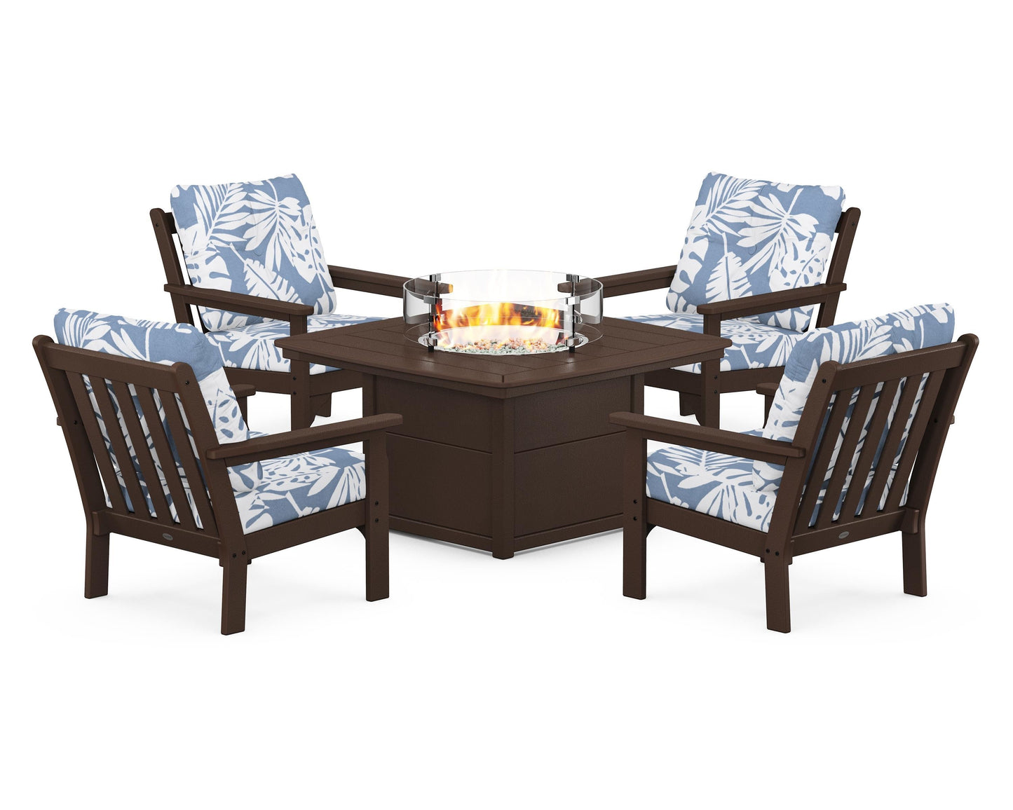 Vineyard 5-Piece Conversation Set with Fire Pit Table