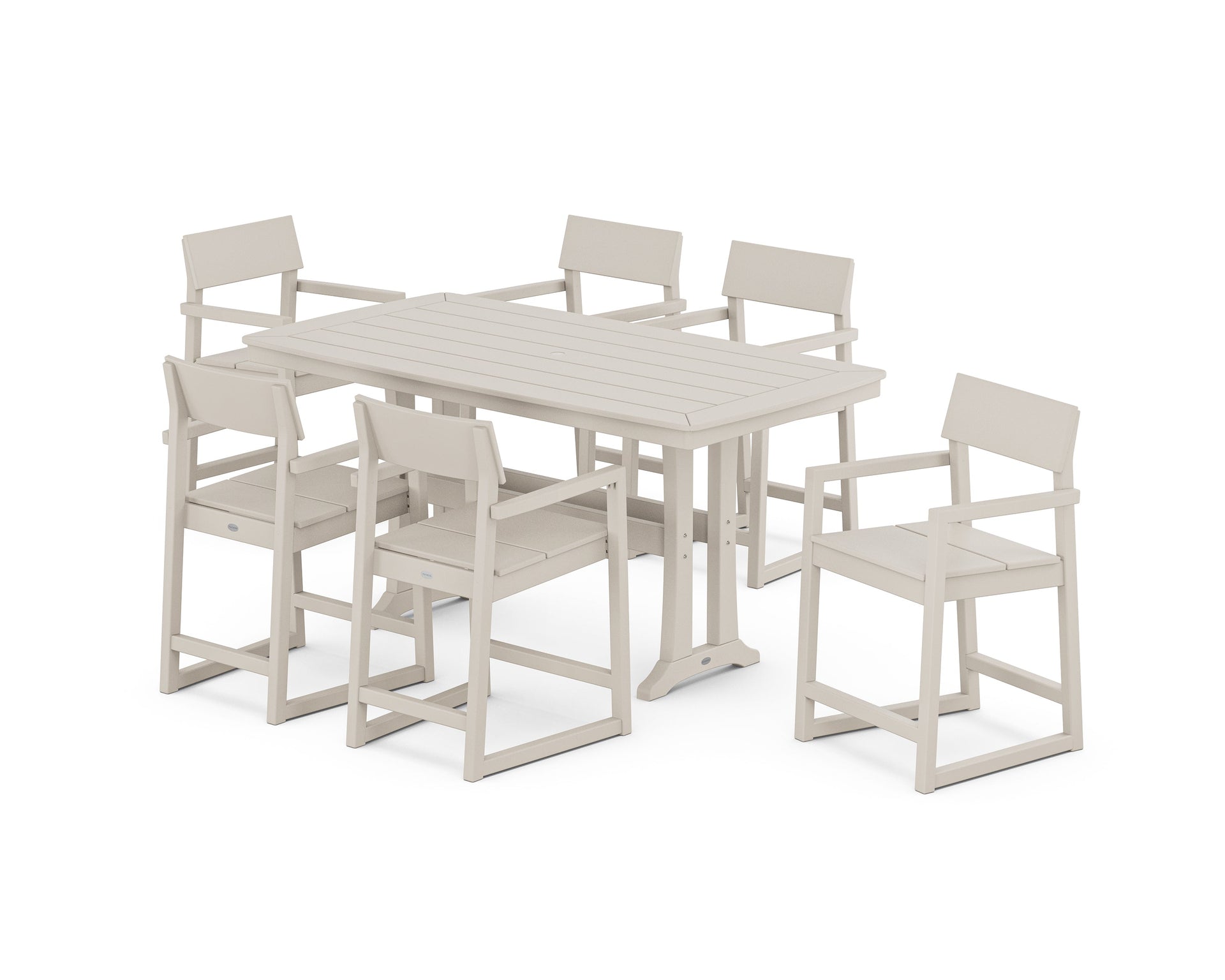 EDGE Arm Chair 7-Piece Counter Set with Trestle Legs