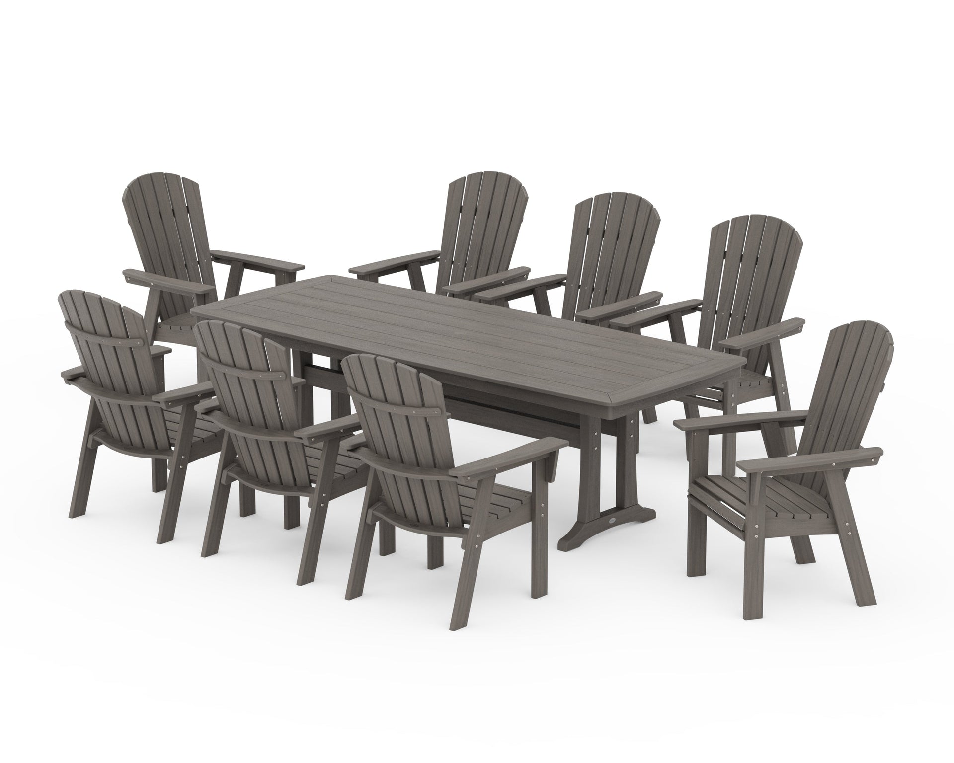 Nautical Curveback Adirondack 9-Piece Dining Set with Trestle Legs