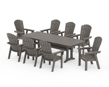 Nautical Curveback Adirondack 9-Piece Dining Set with Trestle Legs