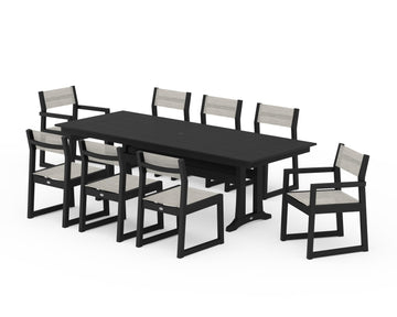 EDGE Sling 9-Piece Farmhouse Trestle Dining Set