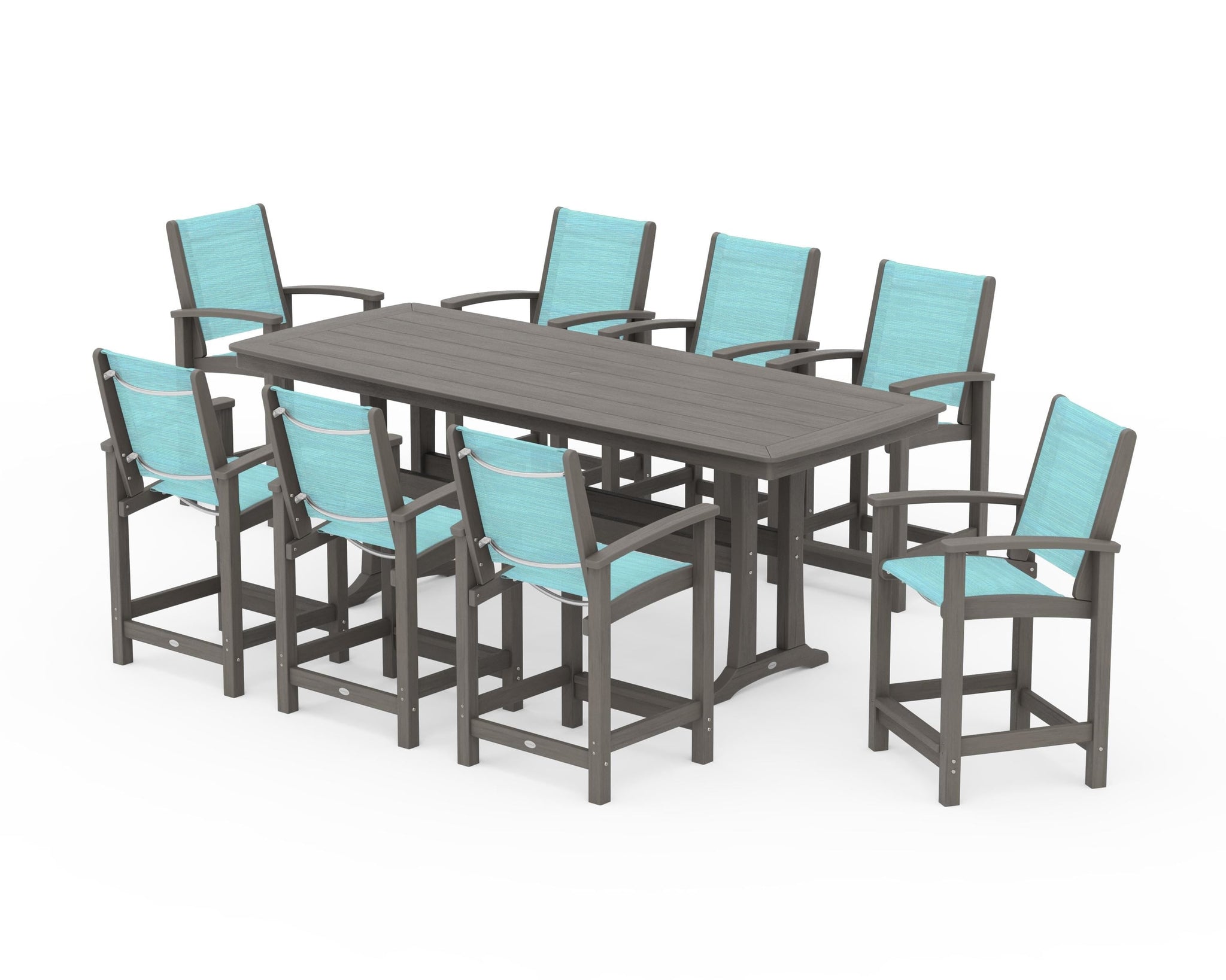Coastal 9-Piece Counter Set with Trestle Legs