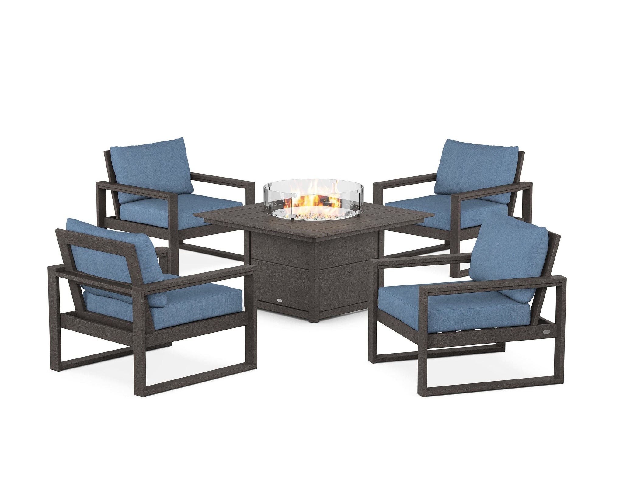 EDGE Sectional 5-Piece Deep Seating Set with Fire Pit Table