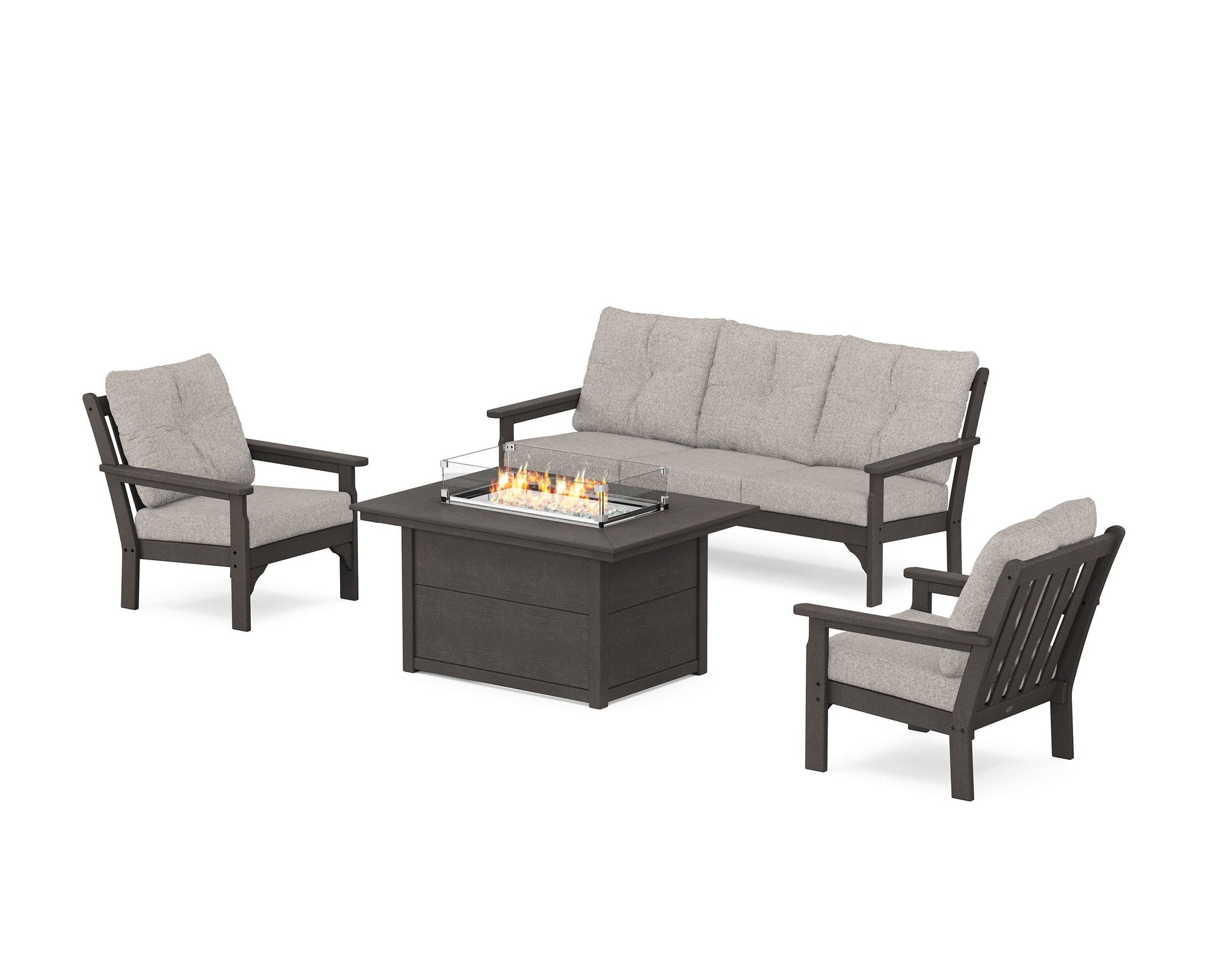 Vineyard Deep Seating Fire Pit Table Set