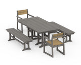 EDGE Sling Arm Chair 5-Piece Farmhouse Dining Set with Benches