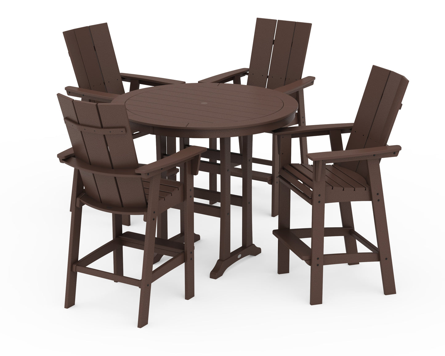 Modern Curveback Adirondack 5-Piece Nautical Trestle Bar Set