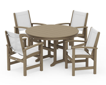 Coastal 5-Piece Round Farmhouse Dining Set
