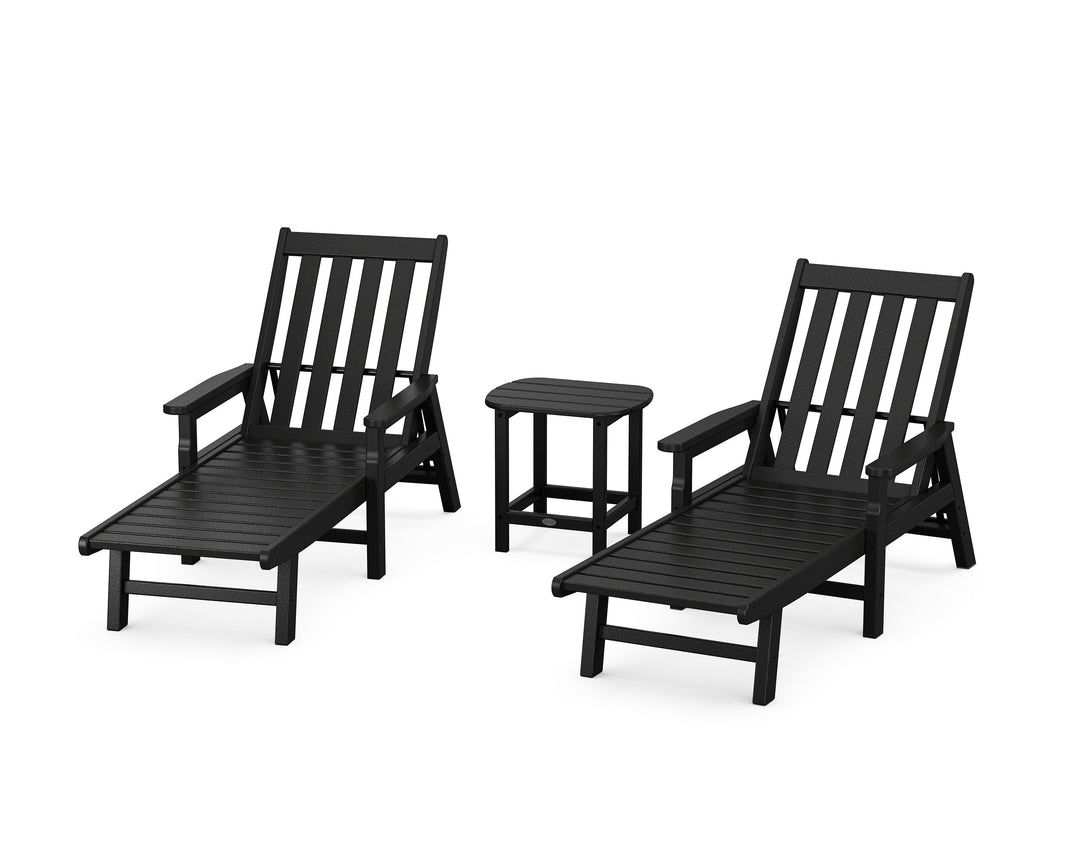 Vineyard 3-Piece Chaise with Arms Set