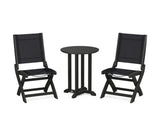 Coastal Folding Side Chair 3-Piece Round Bistro Dining Set