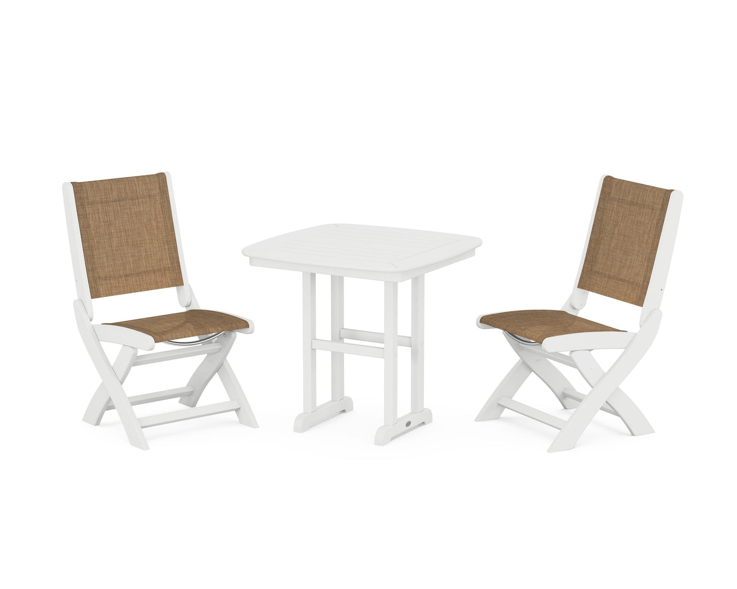 Coastal Folding Side Chair 3-Piece Dining Set