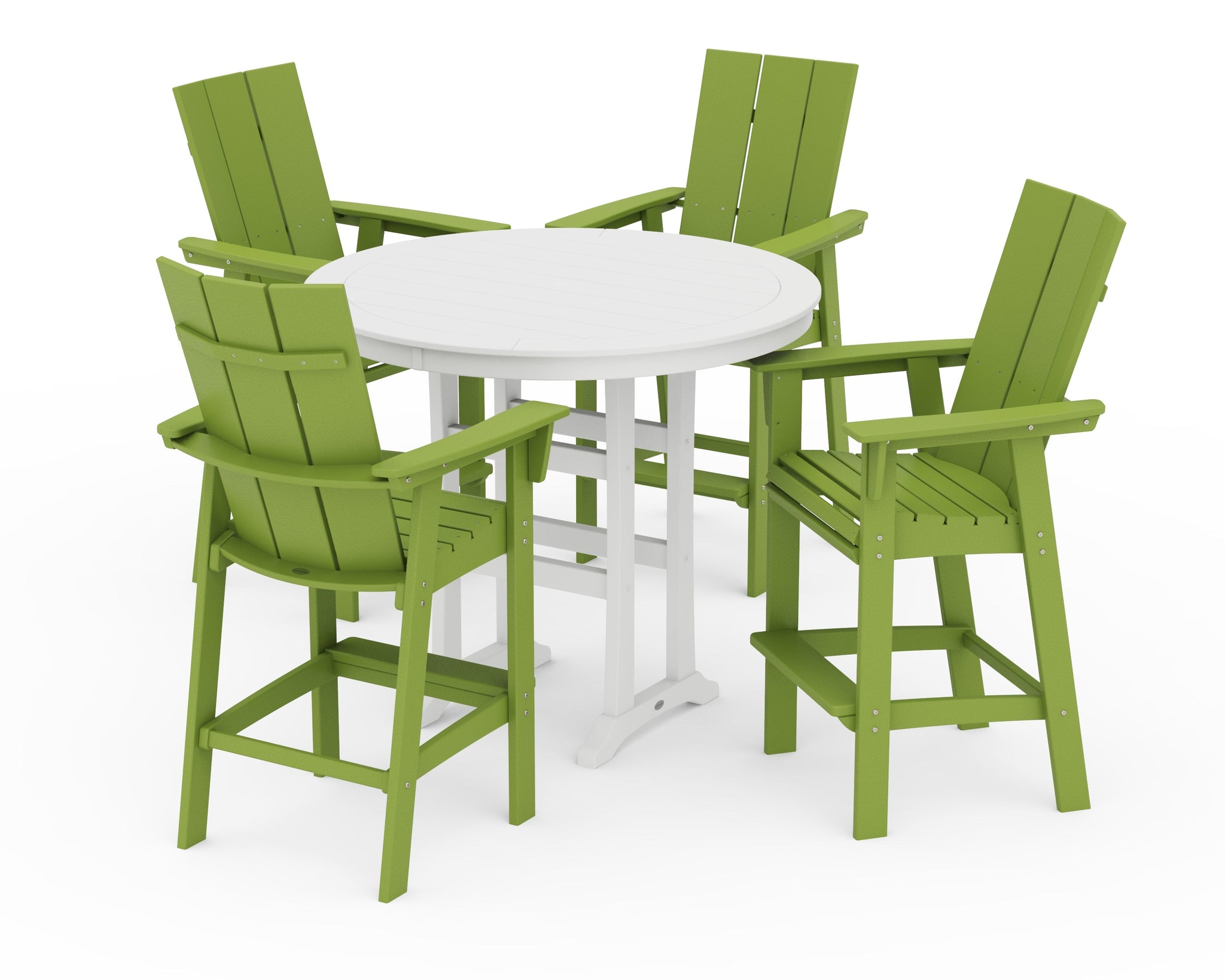 Modern Curveback Adirondack 5-Piece Nautical Trestle Bar Set