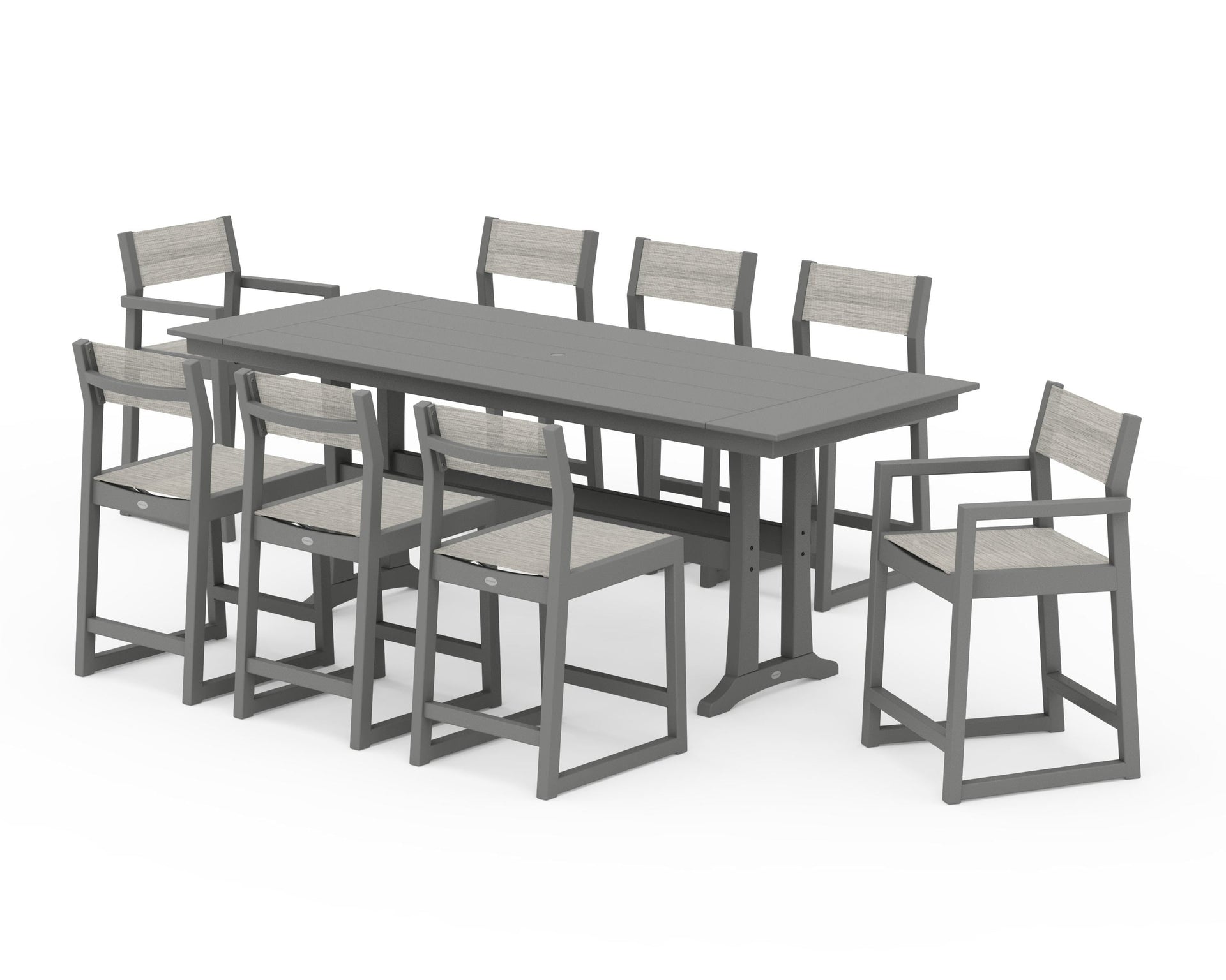 EDGE Sling 9-Piece Farmhouse Counter Set with Trestle Legs