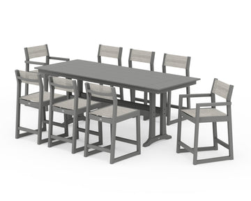 EDGE Sling 9-Piece Farmhouse Counter Set with Trestle Legs