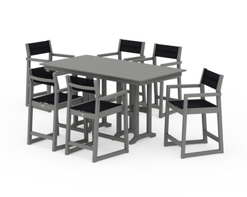 EDGE Sling Arm Chair 7-Piece Farmhouse Counter Set