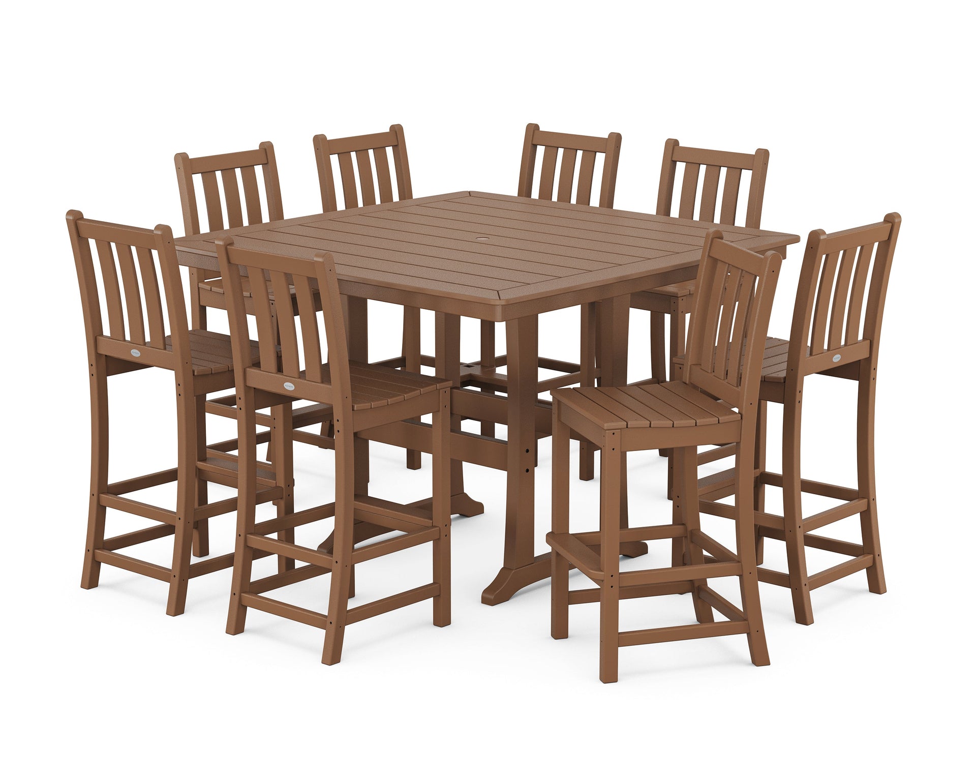 Traditional Garden 9-Piece Nautical Trestle Bar Set