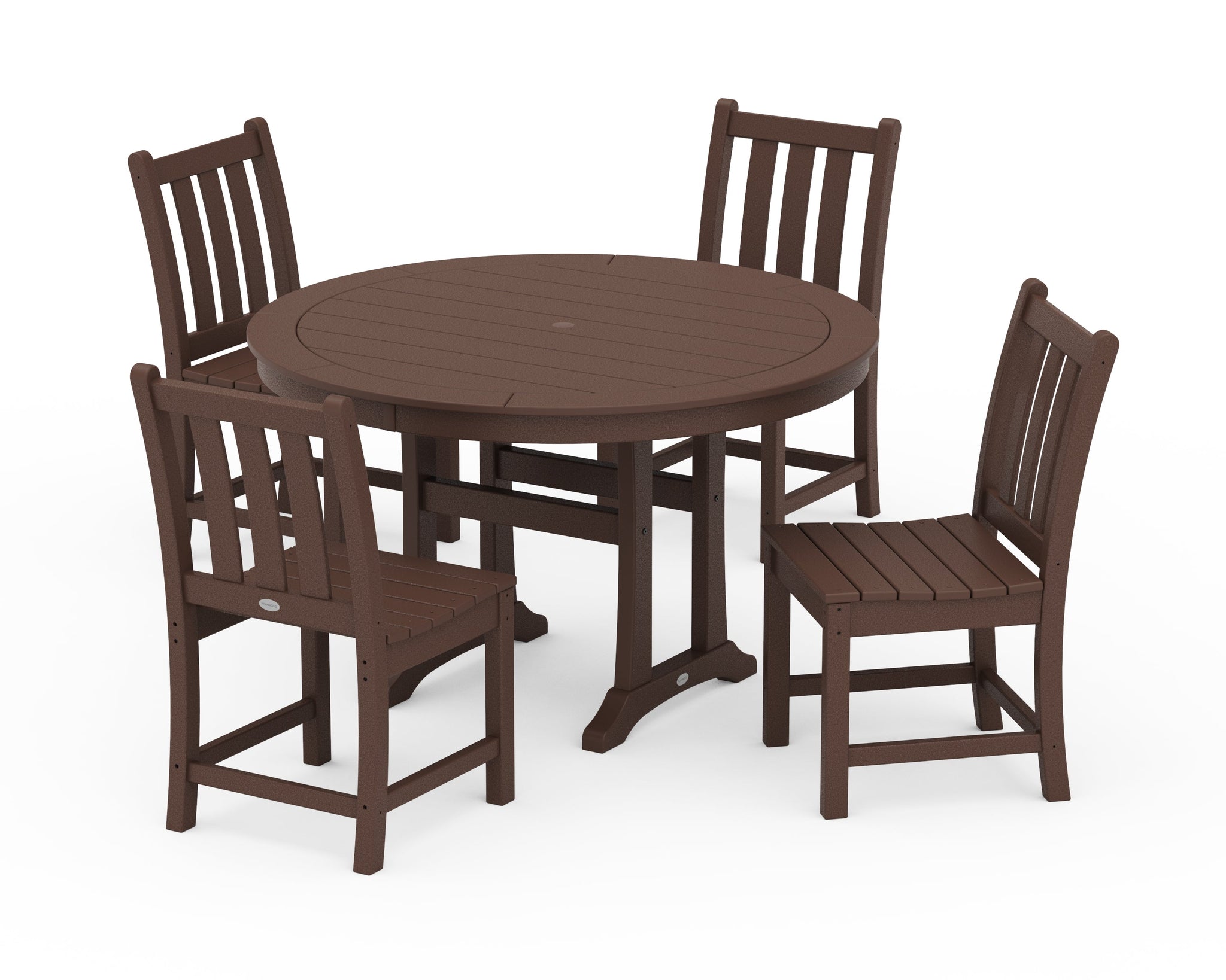 Traditional Garden Side Chair 5-Piece Round Dining Set With Trestle Legs