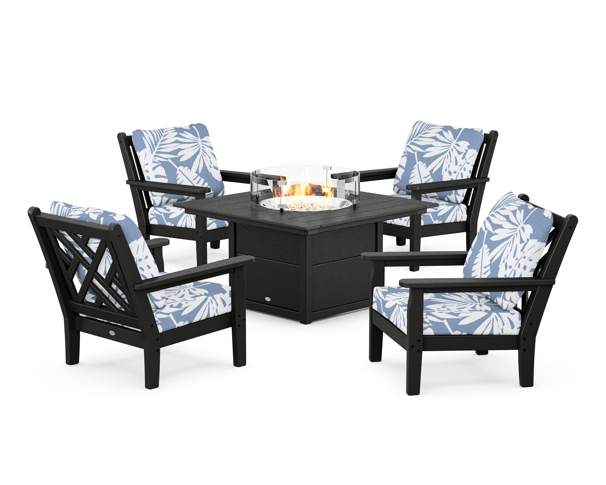 Chippendale 5-Piece Deep Seating Set with Fire Pit Table