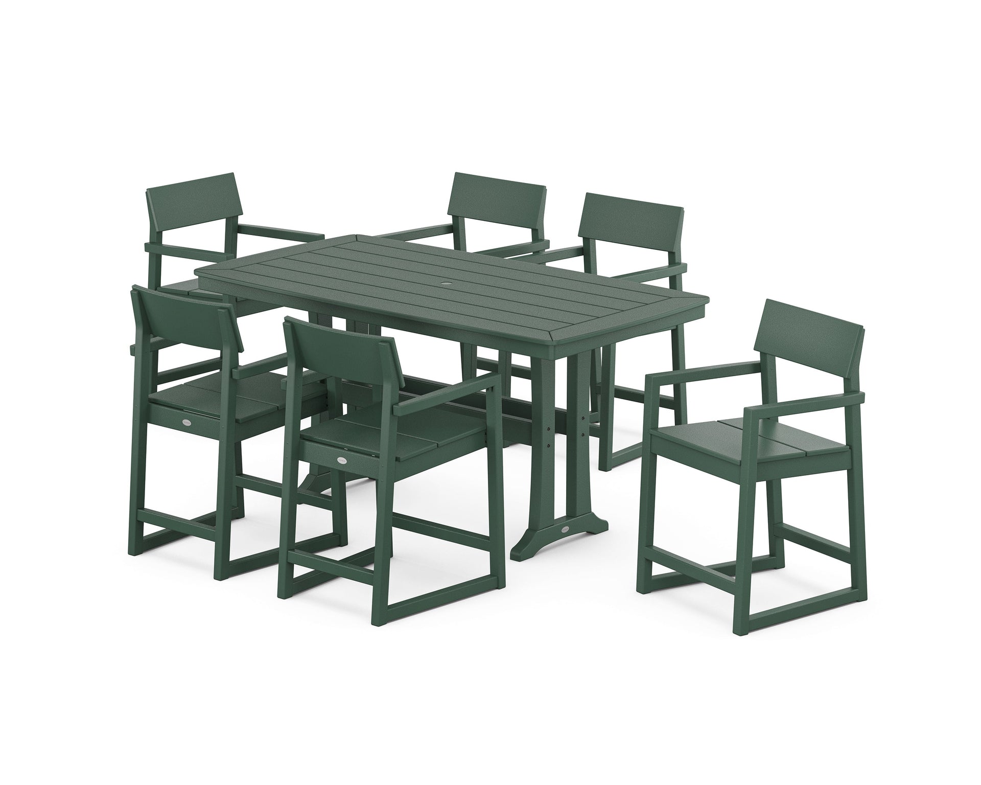 EDGE Arm Chair 7-Piece Counter Set with Trestle Legs