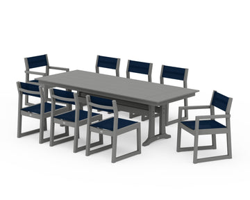 EDGE Sling 9-Piece Farmhouse Trestle Dining Set