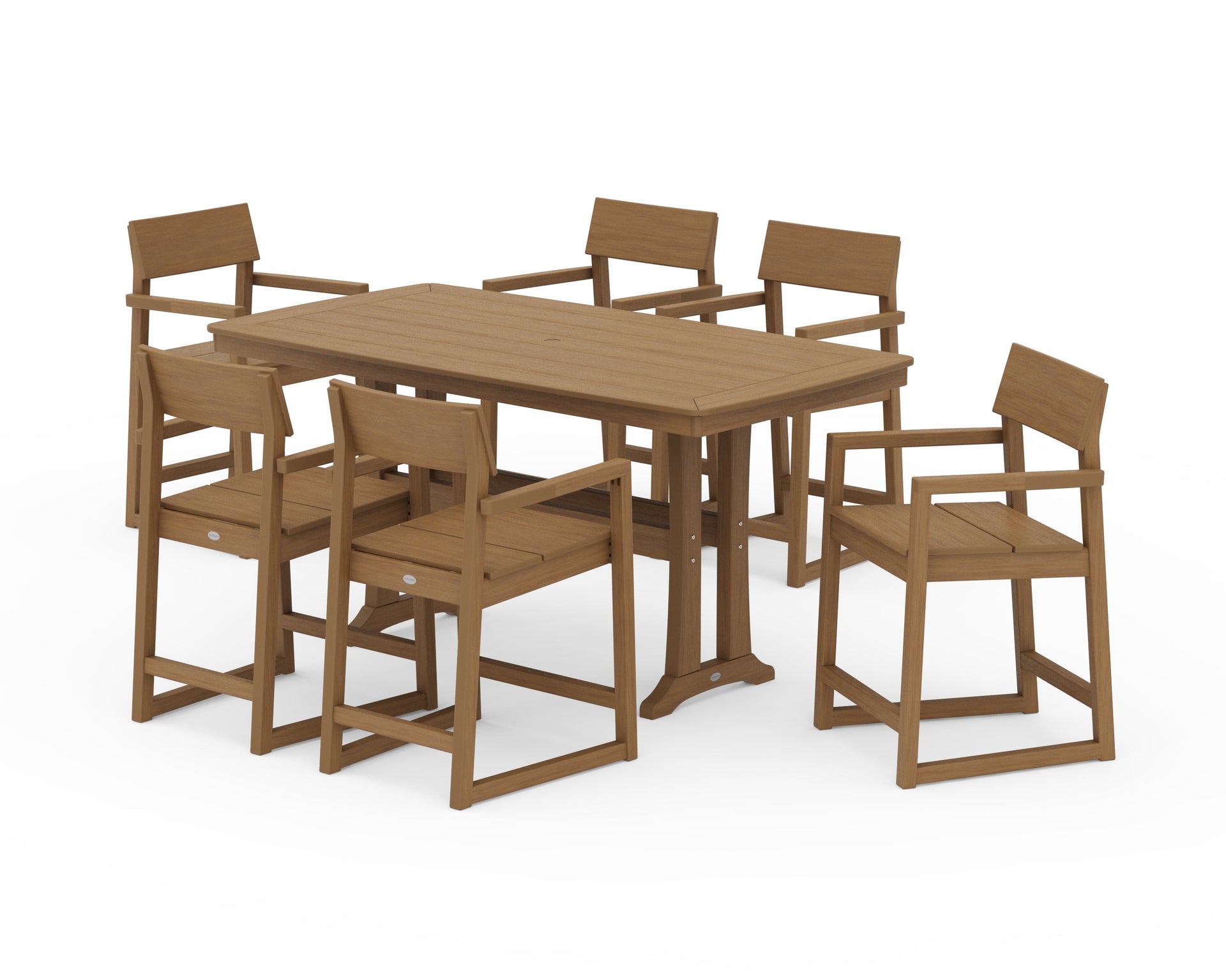 EDGE Arm Chair 7-Piece Counter Set with Trestle Legs