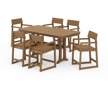 EDGE Arm Chair 7-Piece Counter Set with Trestle Legs