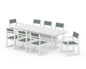 EDGE Sling 9-Piece Farmhouse Trestle Dining Set