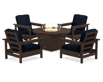 Club 5-Piece Conversation Set with Fire Pit Table