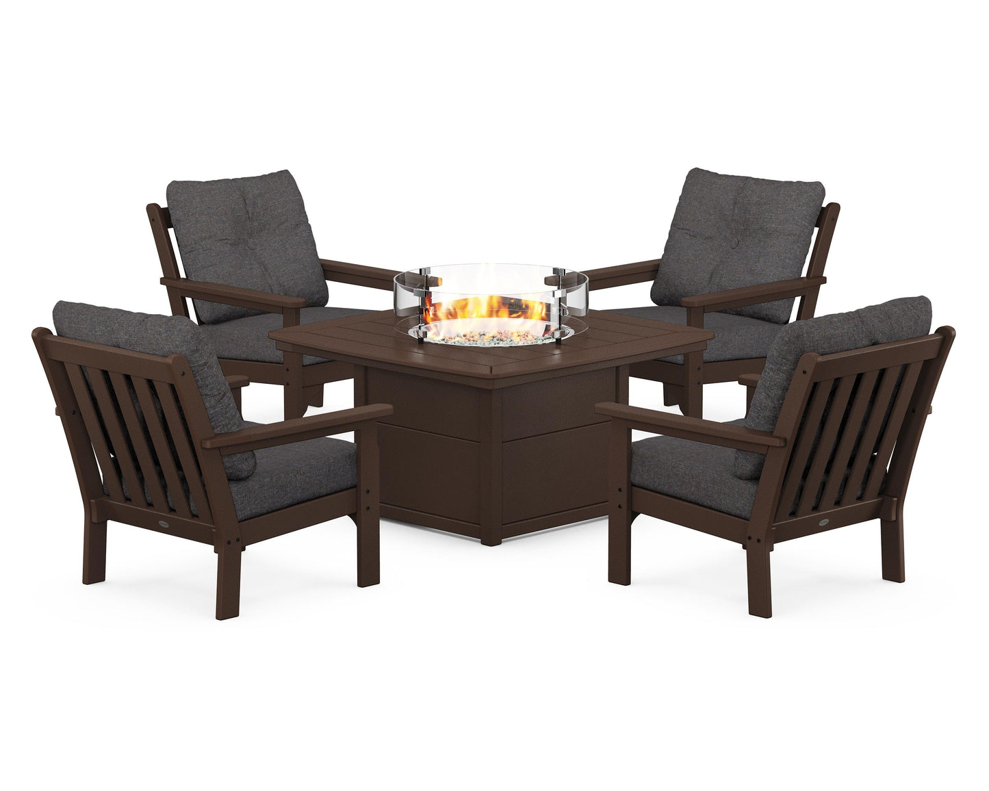 Vineyard 5-Piece Conversation Set with Fire Pit Table