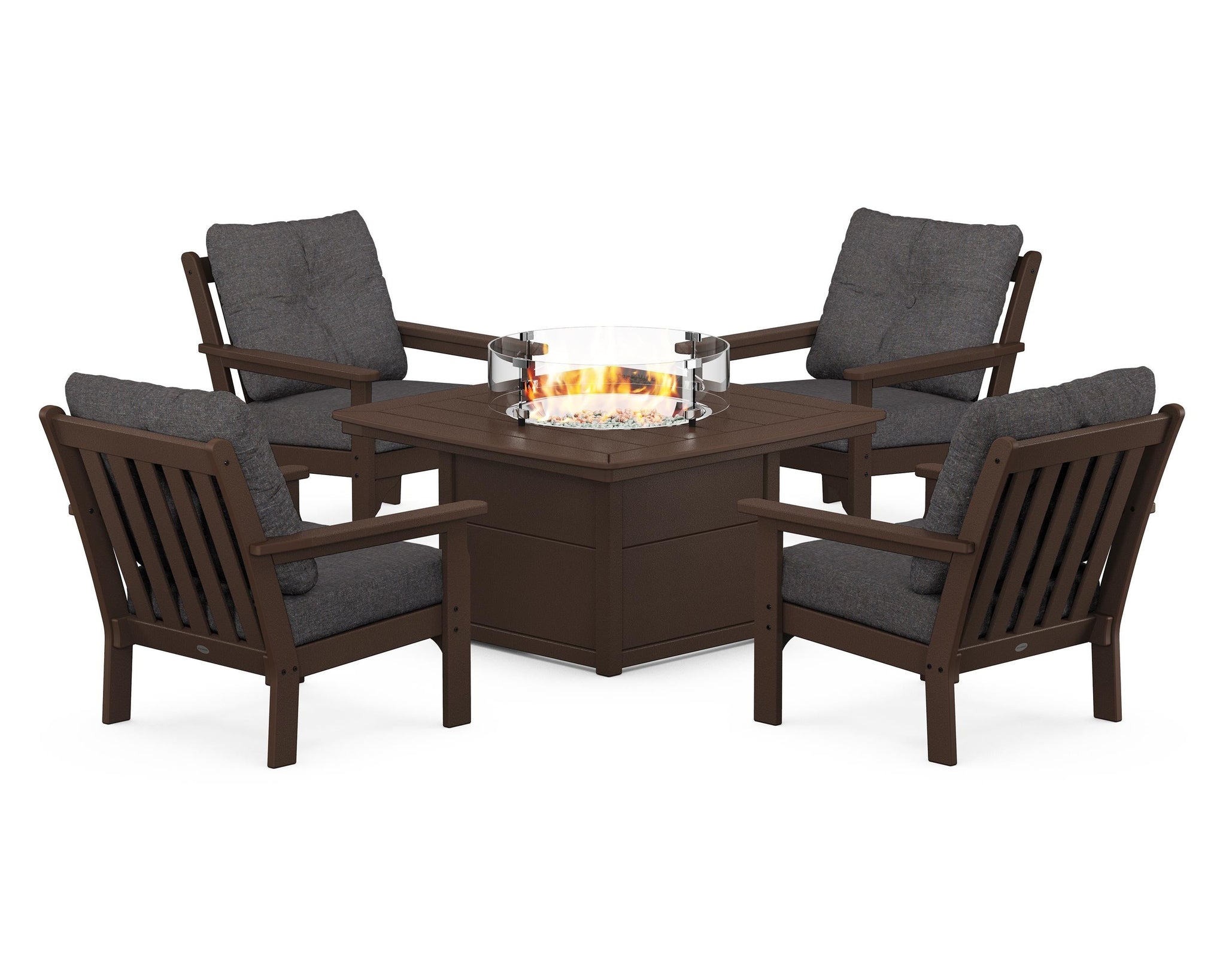 Vineyard 5-Piece Conversation Set with Fire Pit Table