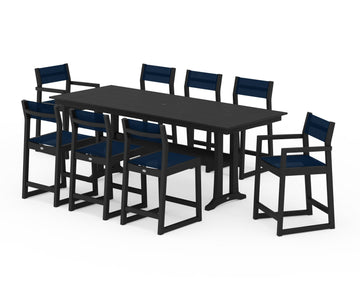 EDGE Sling 9-Piece Farmhouse Counter Set with Trestle Legs