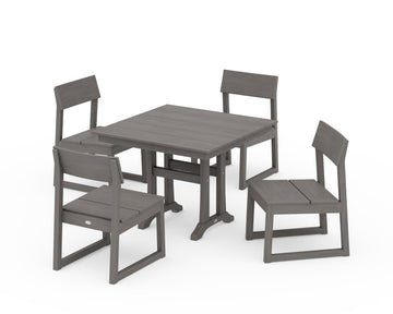 EDGE 5-Piece Farmhouse Trestle Side Chair Dining Set