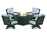Vineyard 5-Piece Deep Seating Swivel Conversation Set with Fire Pit Table