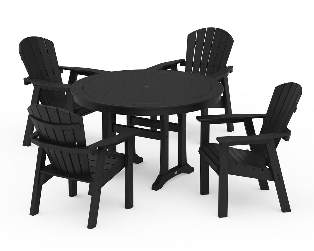 Seashell 5-Piece Round Dining Set with Trestle Legs