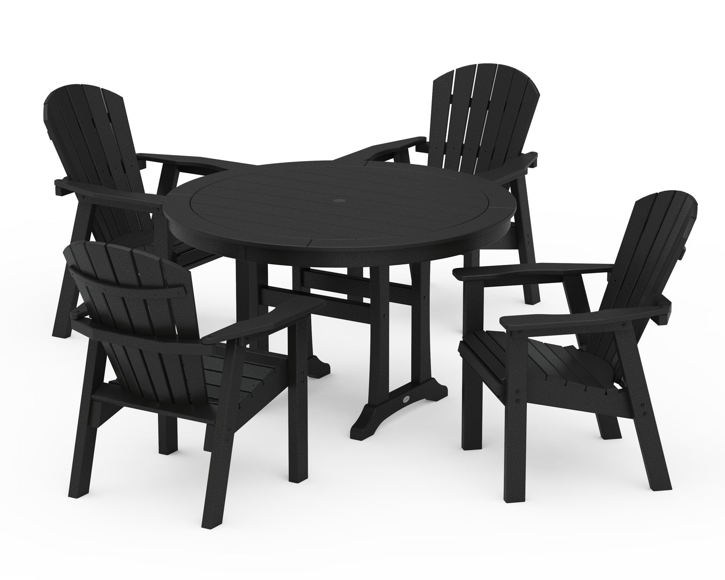 Seashell 5-Piece Round Dining Set with Trestle Legs